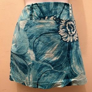 Blue Asphalt Floral Print Mini Skirt